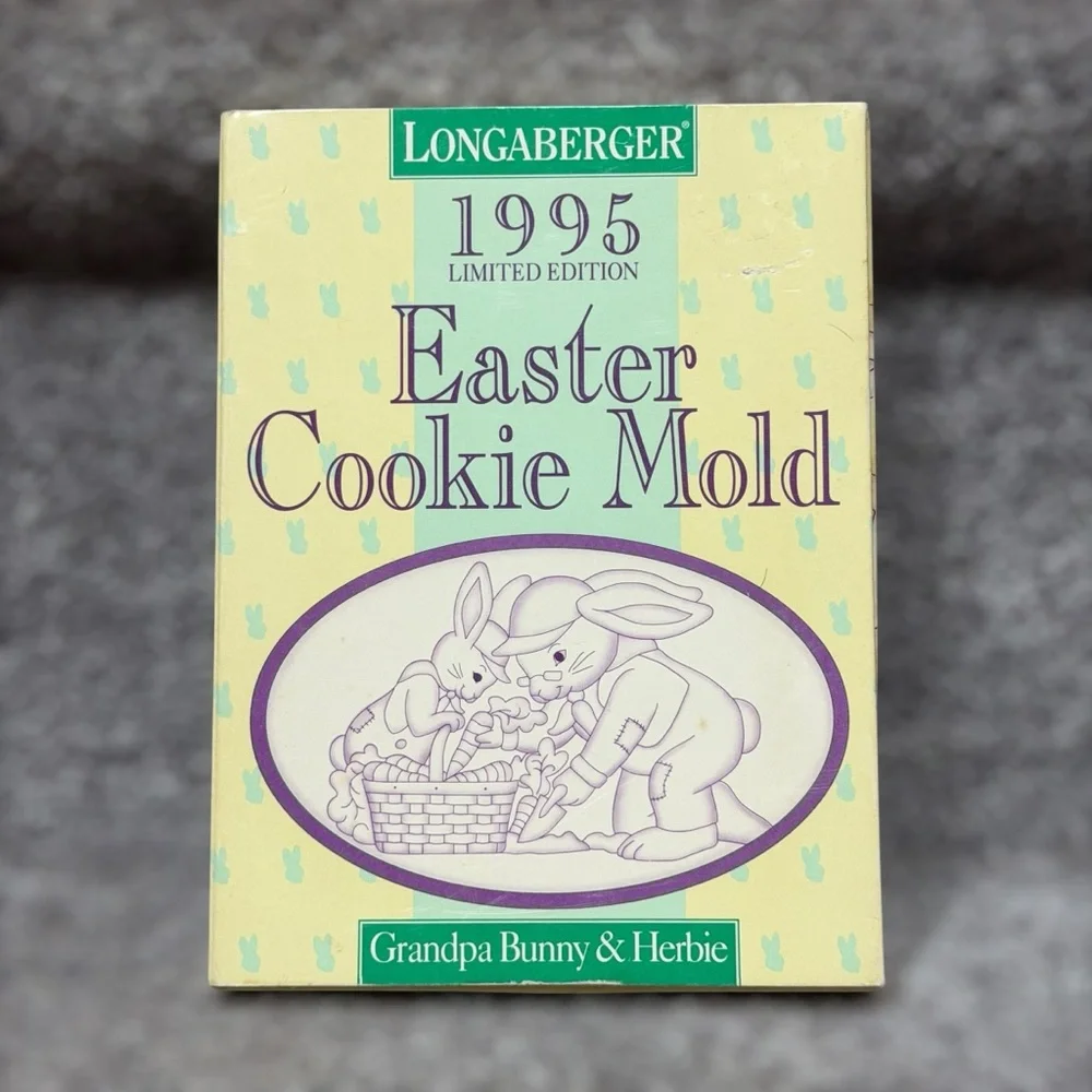 NOS Vintage 1995 Longaberger Limited Edition Easter Cookie Mold Grandpa & Herbie
